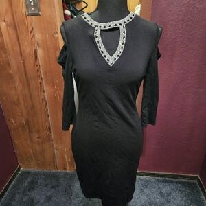 Vizio Black Bodycon Dress with Jewel Detailing womens size xl